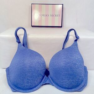Victoria's Secret Blue Padded Perfect Coverage Bra with Seamless Design 32C